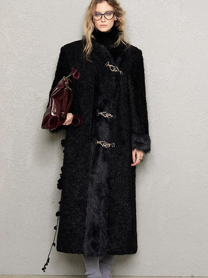 OfAkiva Warm Thick Wool Oversized Commuter Blazer Pocket Women Long Coats