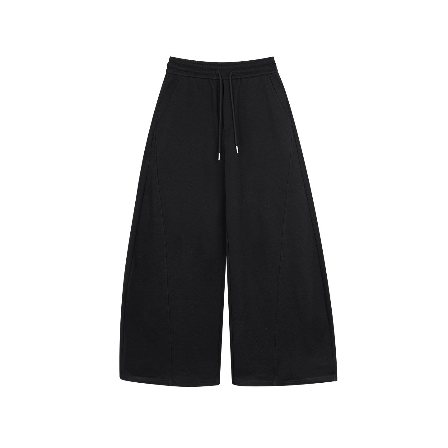 ZERO_Soft_Cotton_Knit_Casual_Curved_Hem_Natural_Waist_For_Teens_Black_Wide_Leg_Pants_MISSTT