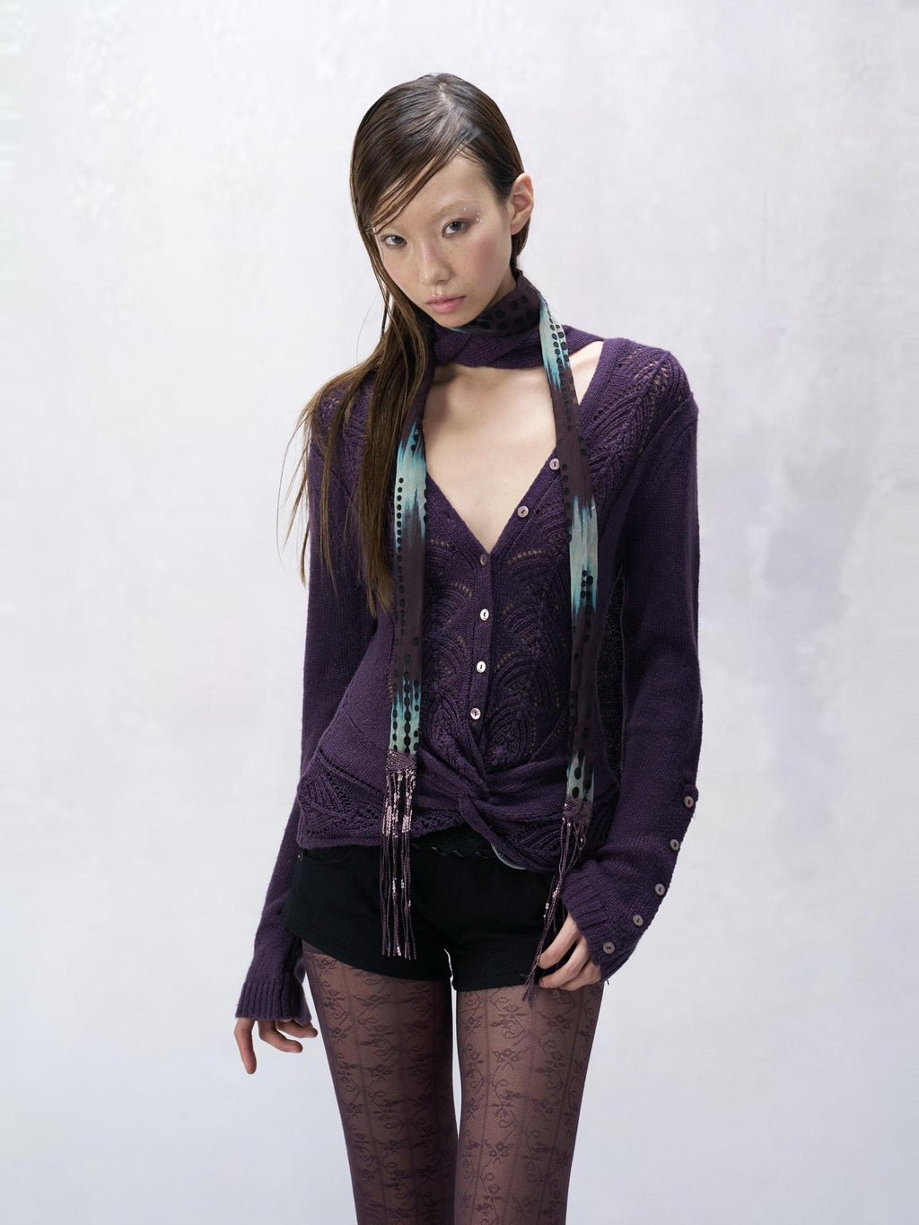 Flowers birds Market Backless V-neck Slim Fit Striped Women Cotton Knit Longsleeve Cardigans