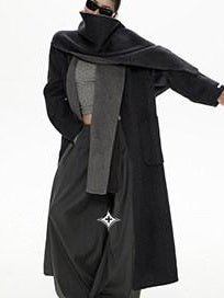 ZERO Wool Shawl Collar Longline Loose Fit Commuter Coat Young Adult Wool Coats