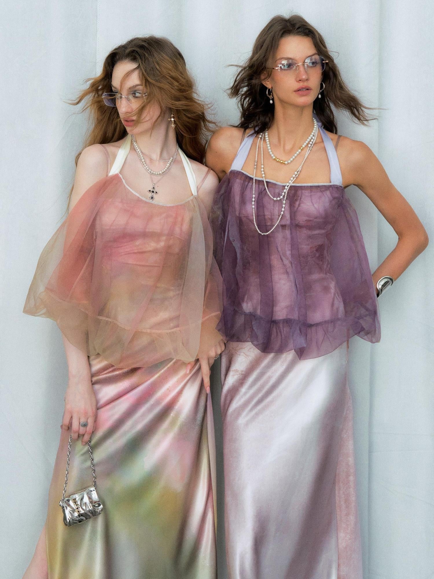 OfAkiva Organza Ombre High Waist Sexy A Line Slip Women Citywalk Maxi Dresses