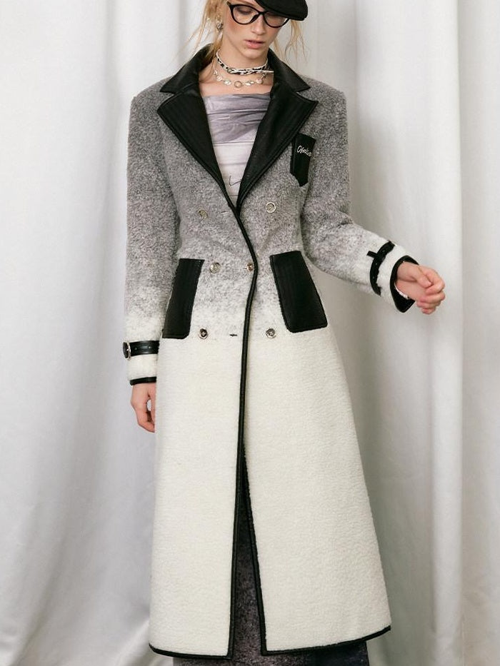 OfAkiva Gradient Belted Commuter Mid Length Single Breasted Women Polyester Long Coats