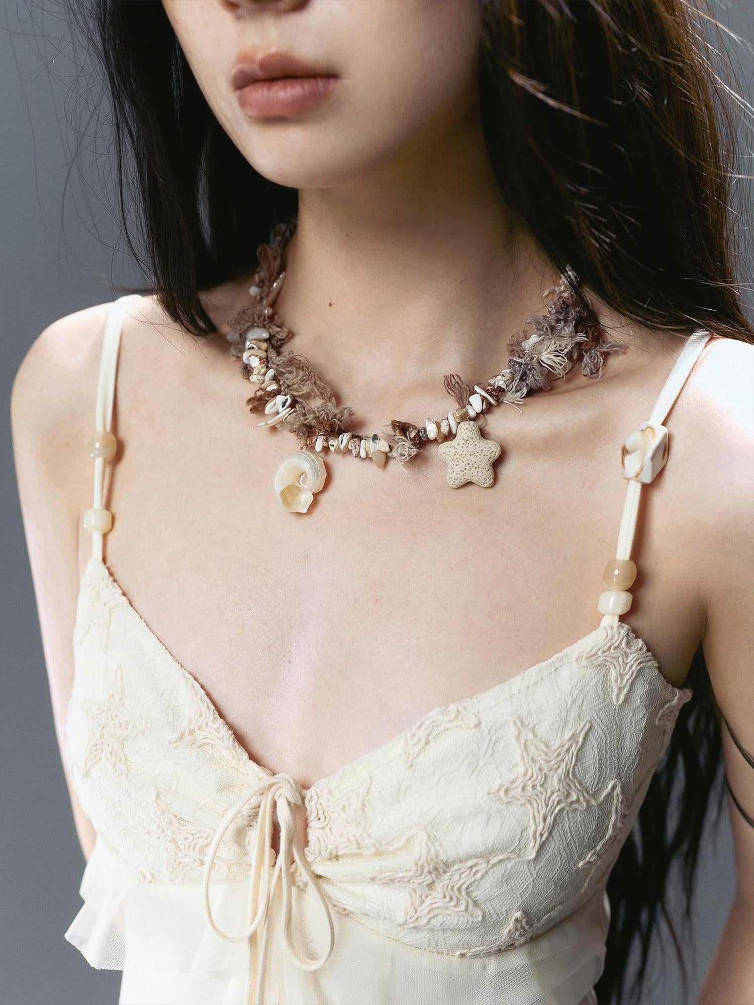 Cest Nous Mother Of Pearl Chain Original Design Light Coffee Multicolor Women Necklaces