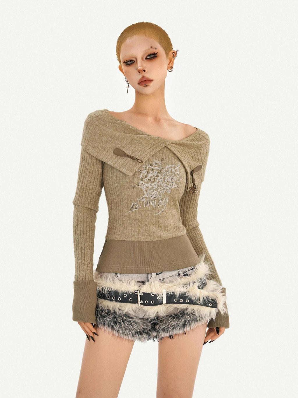 Nico Molly Distressed Low Rise Street Style Button Fly Gray Women Denim Shorts