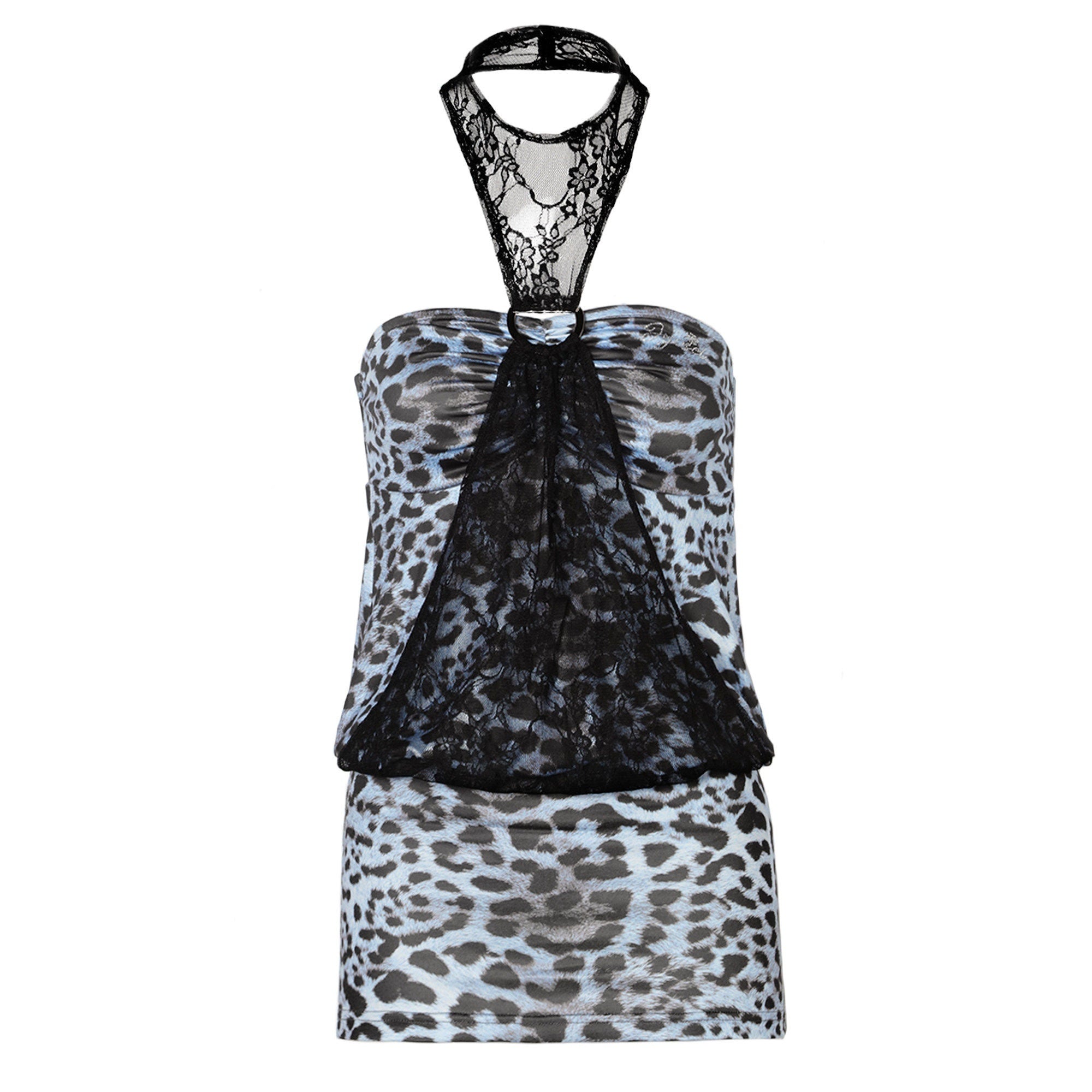 JYOSEI_Blue_Leopard_Panel_Halter_Neck_Fitted_Waist_Euro_Chic_Casual_Women_Mini_Dresses_MISSTT