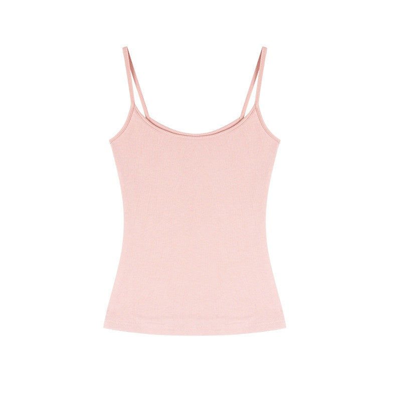 ZERO_Padded_High_Stretch_Cotton_Knitted_Slim_Short_H_Back_Casual_Women_Tank_Camisoles_MISSTT