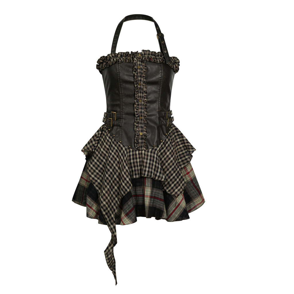 Cest_Nous_Pu_Lace_Waist_Cinched_Punk_Bodycon_Strapless_Womens_Spliced_Minidresses_MISSTT