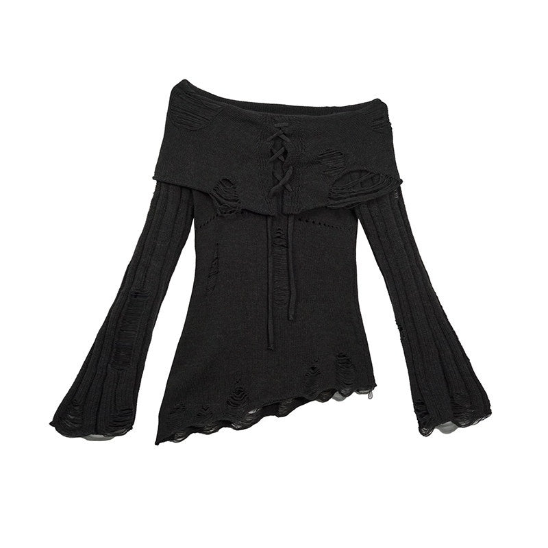 Cest_Nous_Openwork_Slim_Fit_Urban_Women_Boat_Neck_Long_Sleeve_Cotton_Acrylic_Knitwear_MISSTT