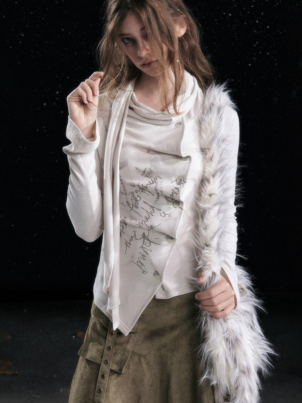 Cest Nous Slim Fit Pleated Viscose Blend Button Front Long Sleeve Women Knit Cardigans