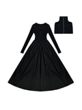 OfAkiva_High_Waist_Slim_A_Line_V-neck_Patchwork_Long_Sleeve_Casual_Dawn_Maxi_Dresses_MISSTT