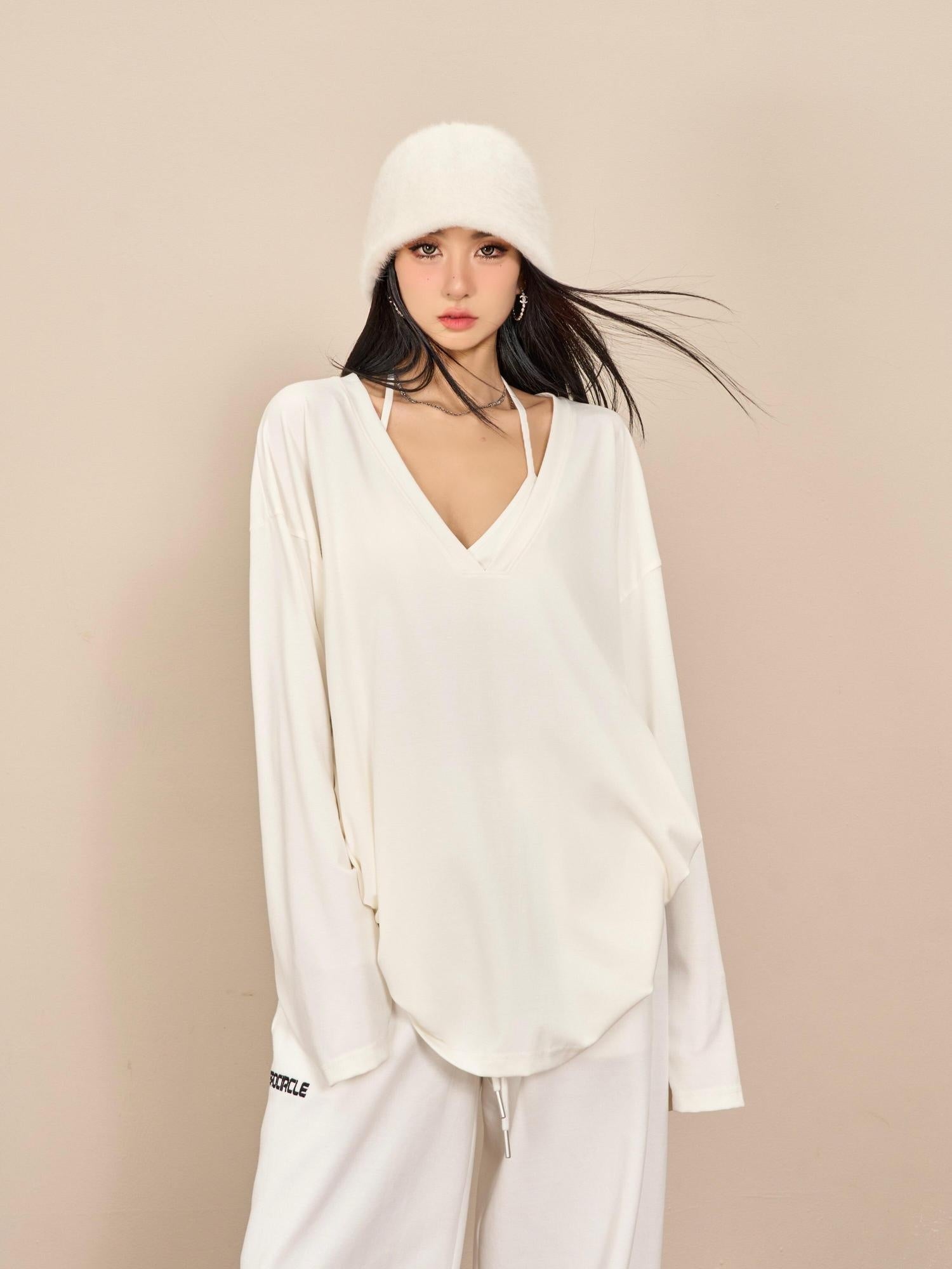 ZERO Backless Halter Slim Knit Cotton Cropped Streetwear Built In Bra Pad Camisoles