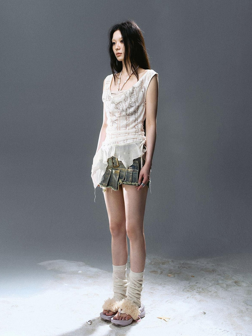 Cest Nous Asymmetrical Patchwork Chiffon Strappy Slim Fit Street Printed Minidresses