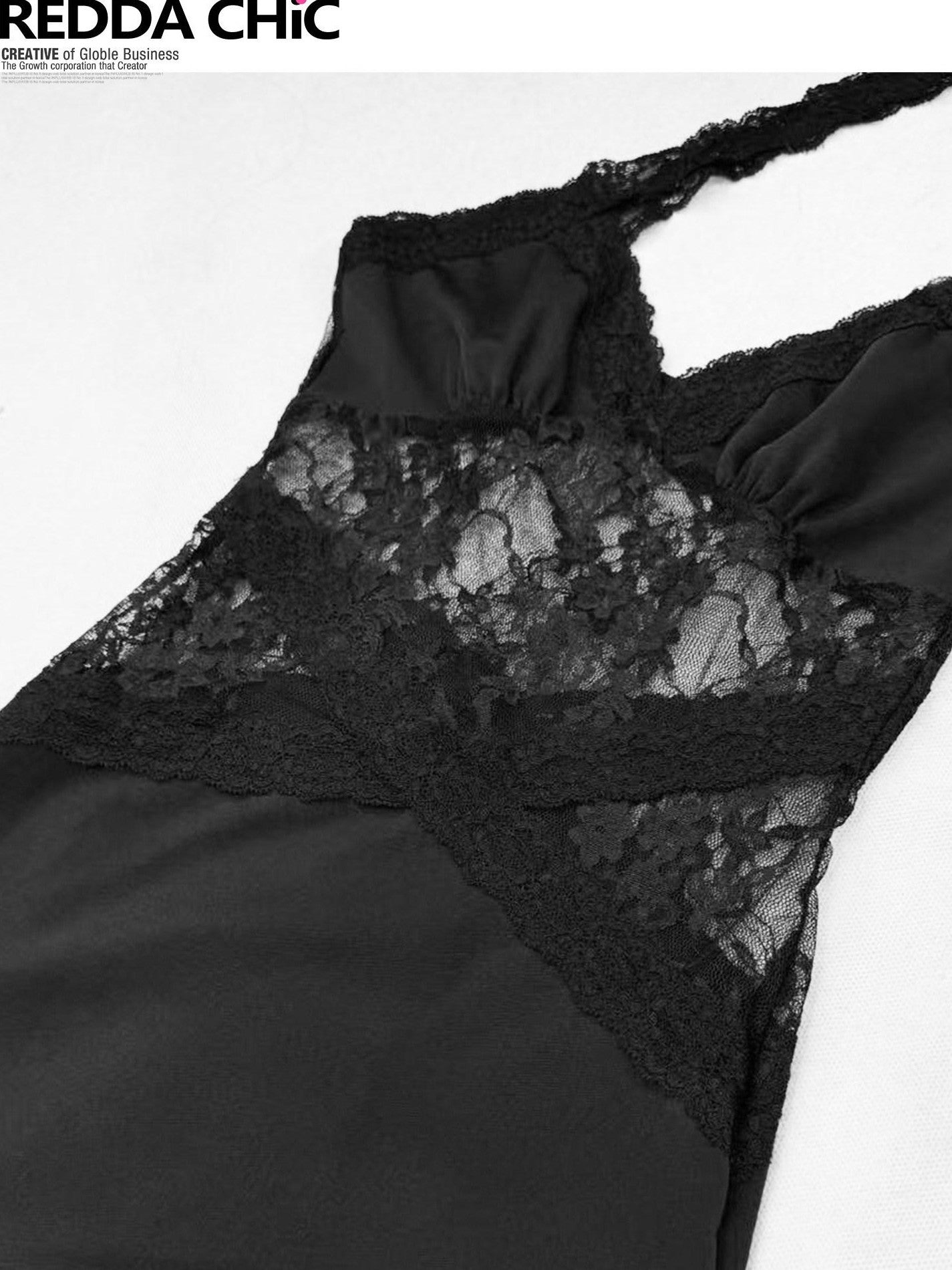 REDDACHIC Black Pink Lace Panel Asymmetrical Cinched Waist Women'S Slip Maxi Dresses
