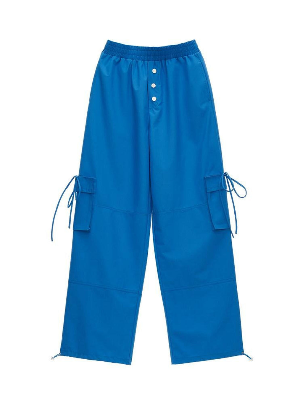 MAMC Minimalist Commuter Mid Rise Pockets Blue Polyester Women Straight Pants