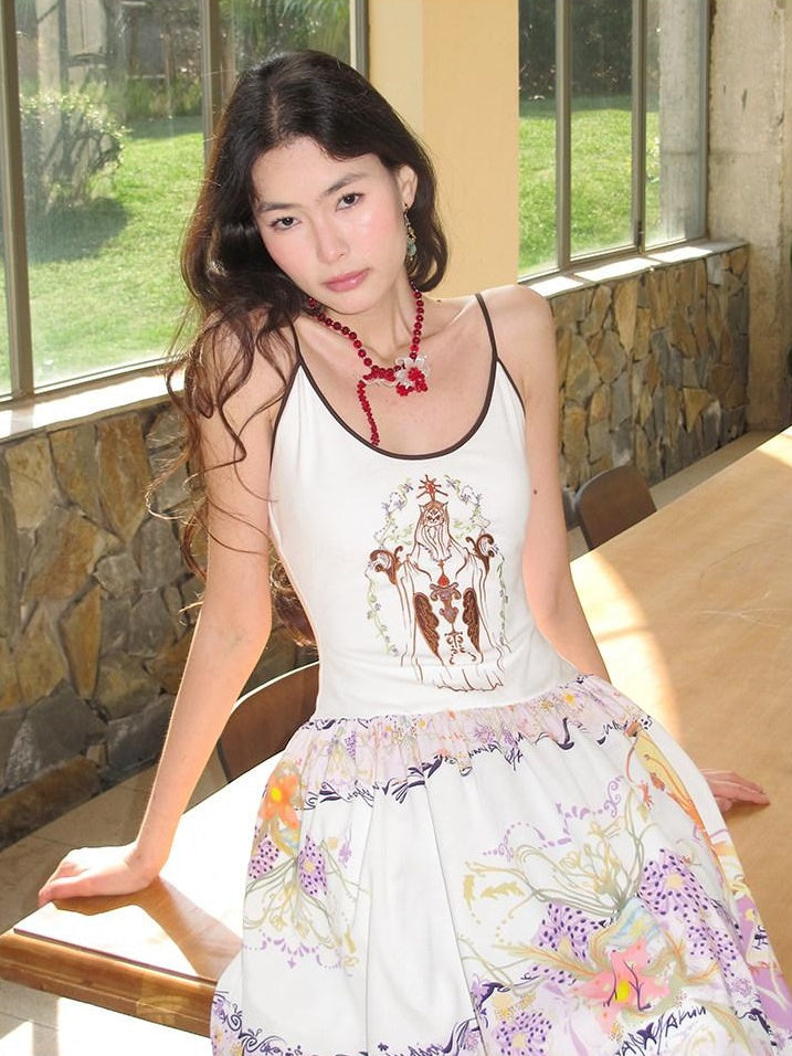 OfAkiva Embroidered High Waist Casual Flared Sleeveless Vacation Women Maxi Dresses