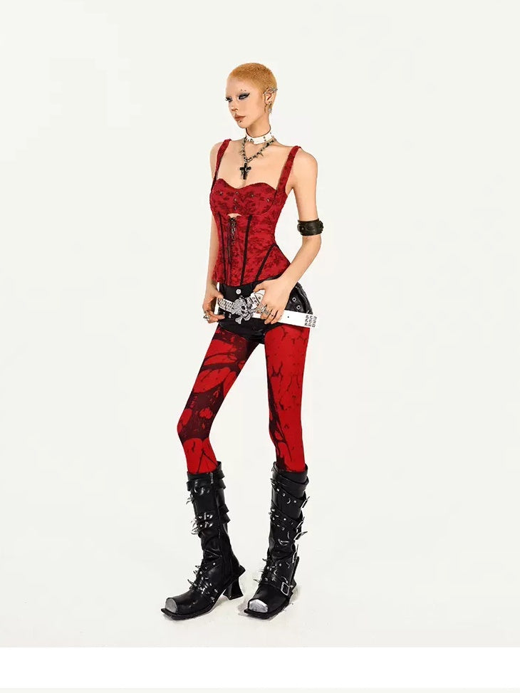 Nico Molly Padded Slim Punk Style Nylon Outerwear For Women Red Solid Tank Camisoles