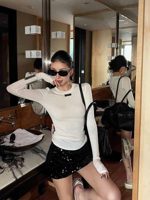 ZERO Breathable Lyocell Slim Fit Casual Crewneck Women Long Sleeve T-Shirts