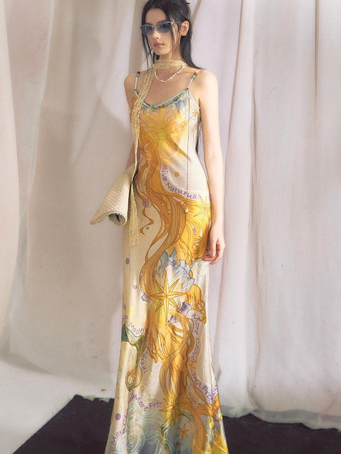 OfAkiva High Waist Floral V-neck Sleeveless A Line Casual Women Maxi Dresses