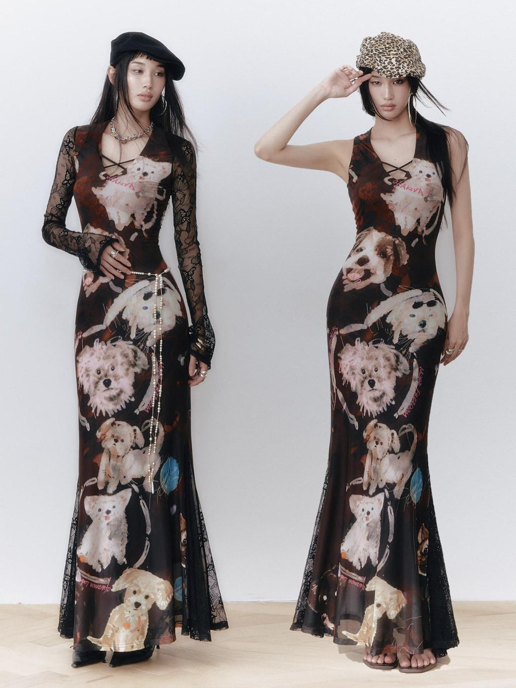 OfAkiva Colorblock V-neck High Waist Slim Long Sleeve Resort Women Maxi Dresses
