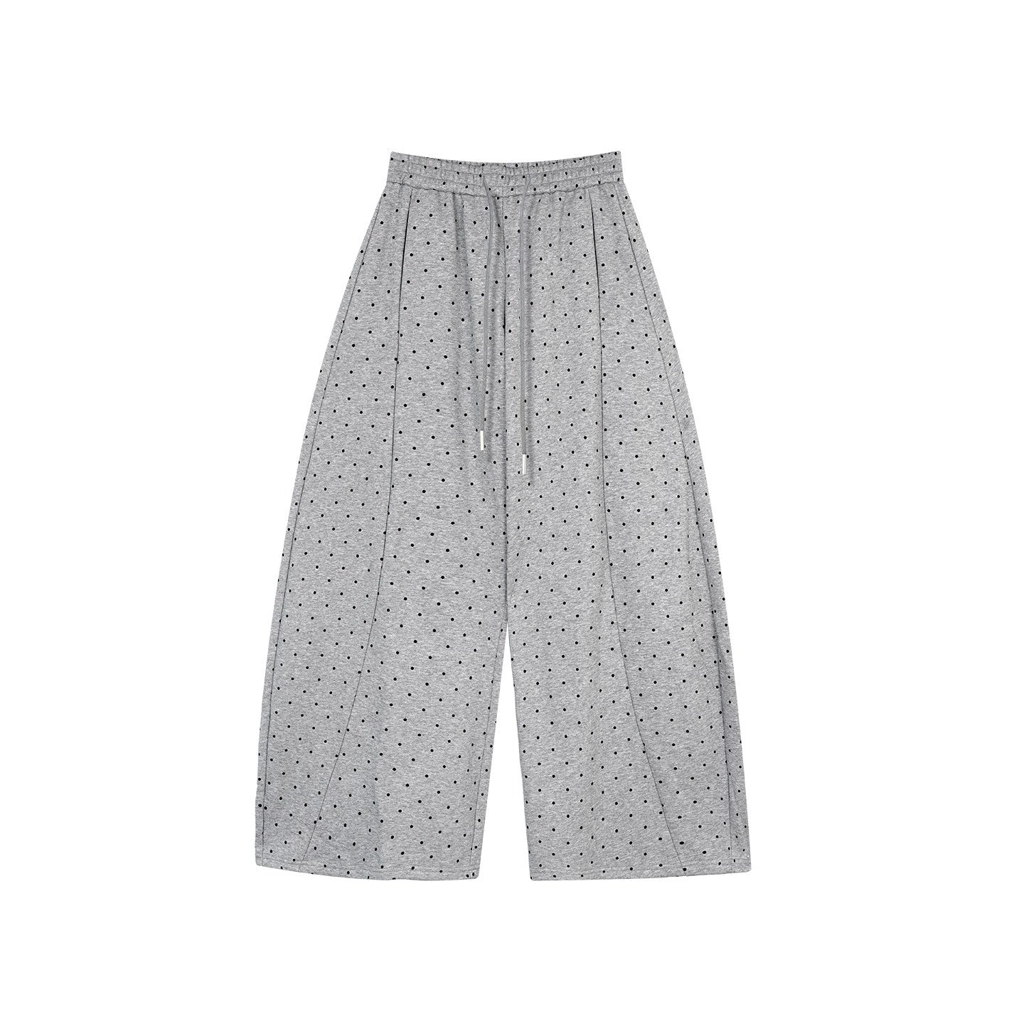 ZERO_Polka_Dot_Cotton_Knit_Elastic_Natural_Waist_Casual_Women_Everyday_Wide_Leg_Pants_MISSTT