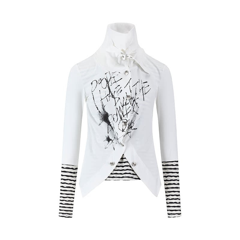 Cest_Nous_Stretch_Cotton_Punk_Faux_Layer_Women_Striped_Pullover_Black_White_Cardigans_MISSTT