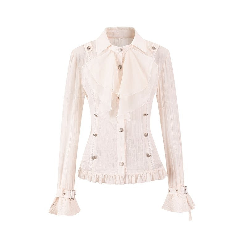 Cest_Nous_Gothic_Ruffle_Slim_Fit_Modal_Long_Sleeve_Women_Black_Beige_Blouses_MISSTT