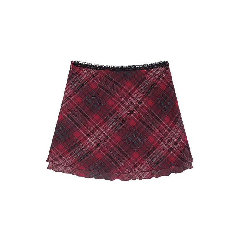 ZERO_Safety_Shorts_Included_Green_Plaid_Round_Neck_Youth_Polyester_Top_&_Skirt_Sets_MISSTT