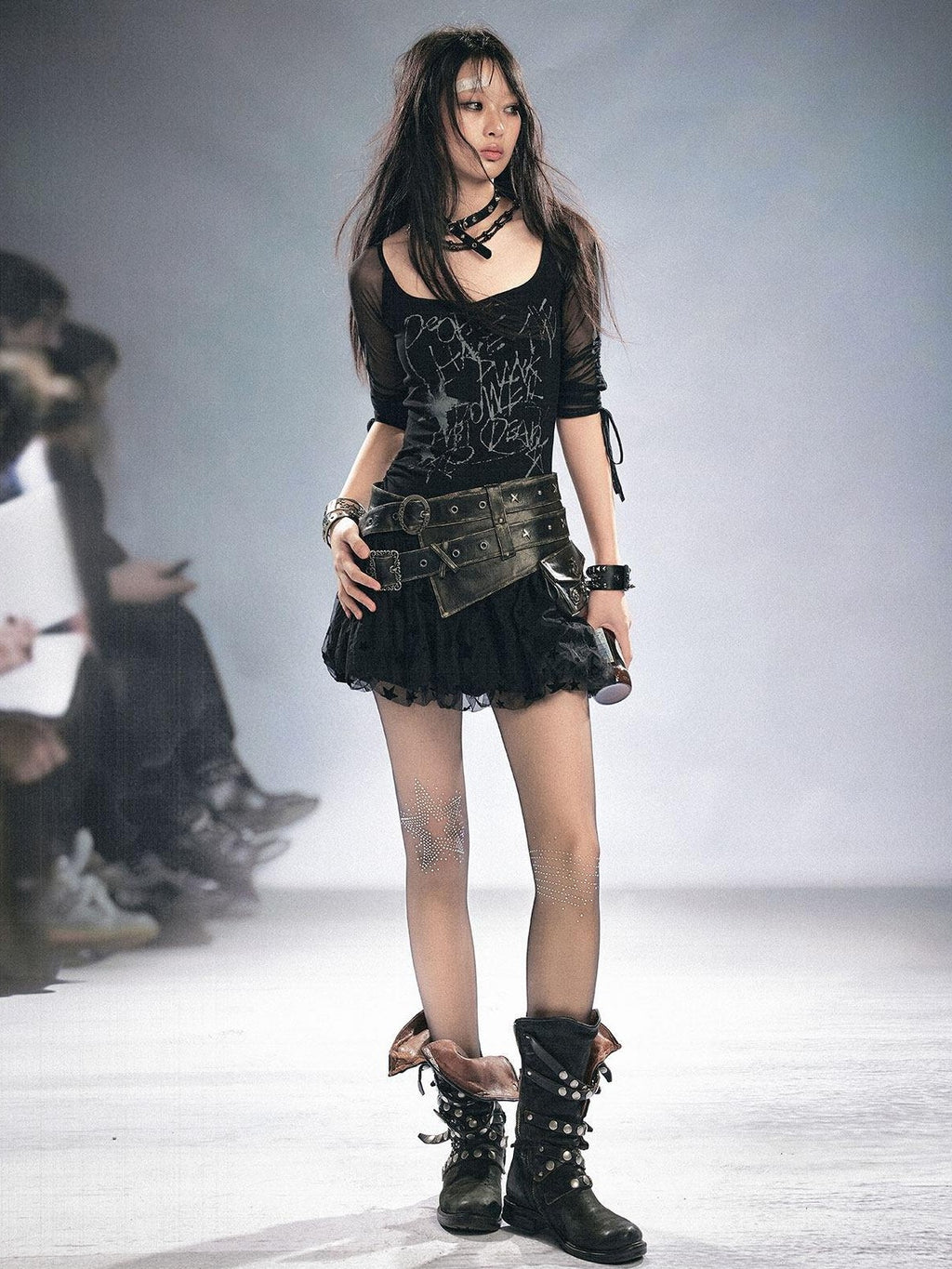 Cest Nous Double Strap High Waist Distressed Slim Fit Women Pu Leather Belts