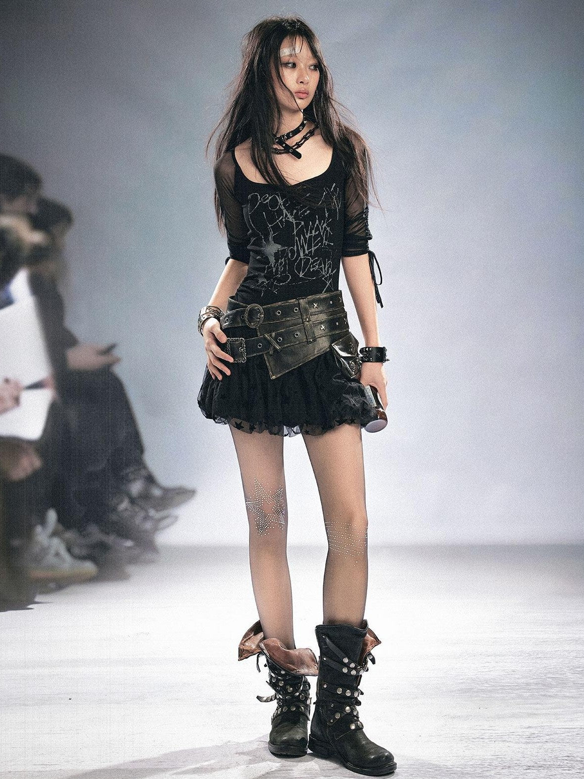Cest Nous Double Strap High Waist Distressed Slim Fit Women Pu Leather Belts
