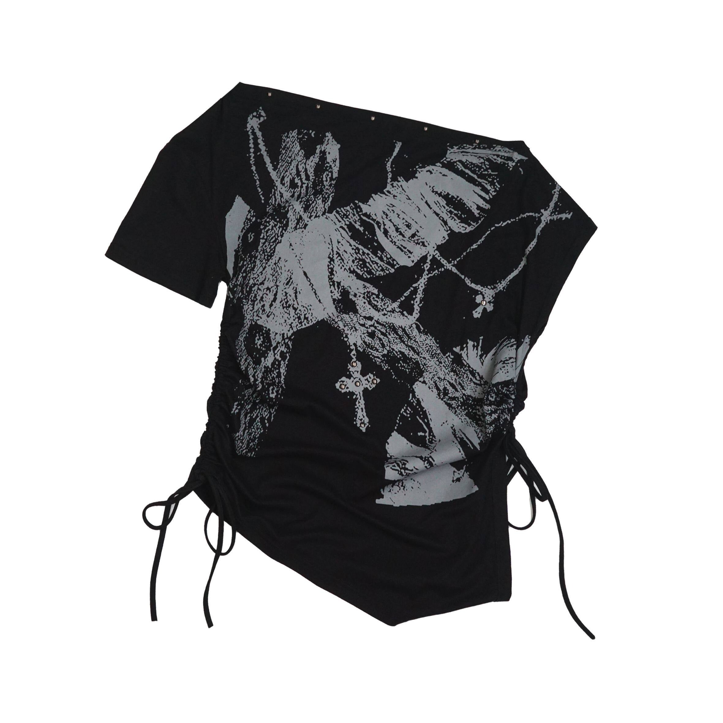 Cest_Nous_Lightweight_Cotton_Loose_Punk_Graffiti_Asymmetric_Tie_Women_Offshouldercroptops_MISSTT
