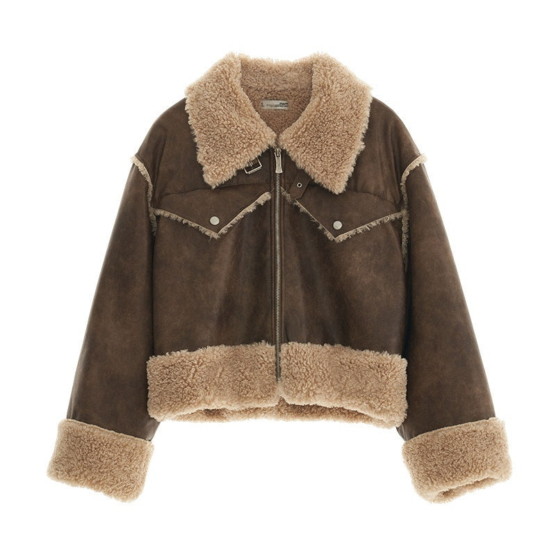 MAMC_Soft_Brown_Panelled_Lapel_Collar_Zip_Front_Loose_Fit_Office_Leather_Jackets_MISSTT