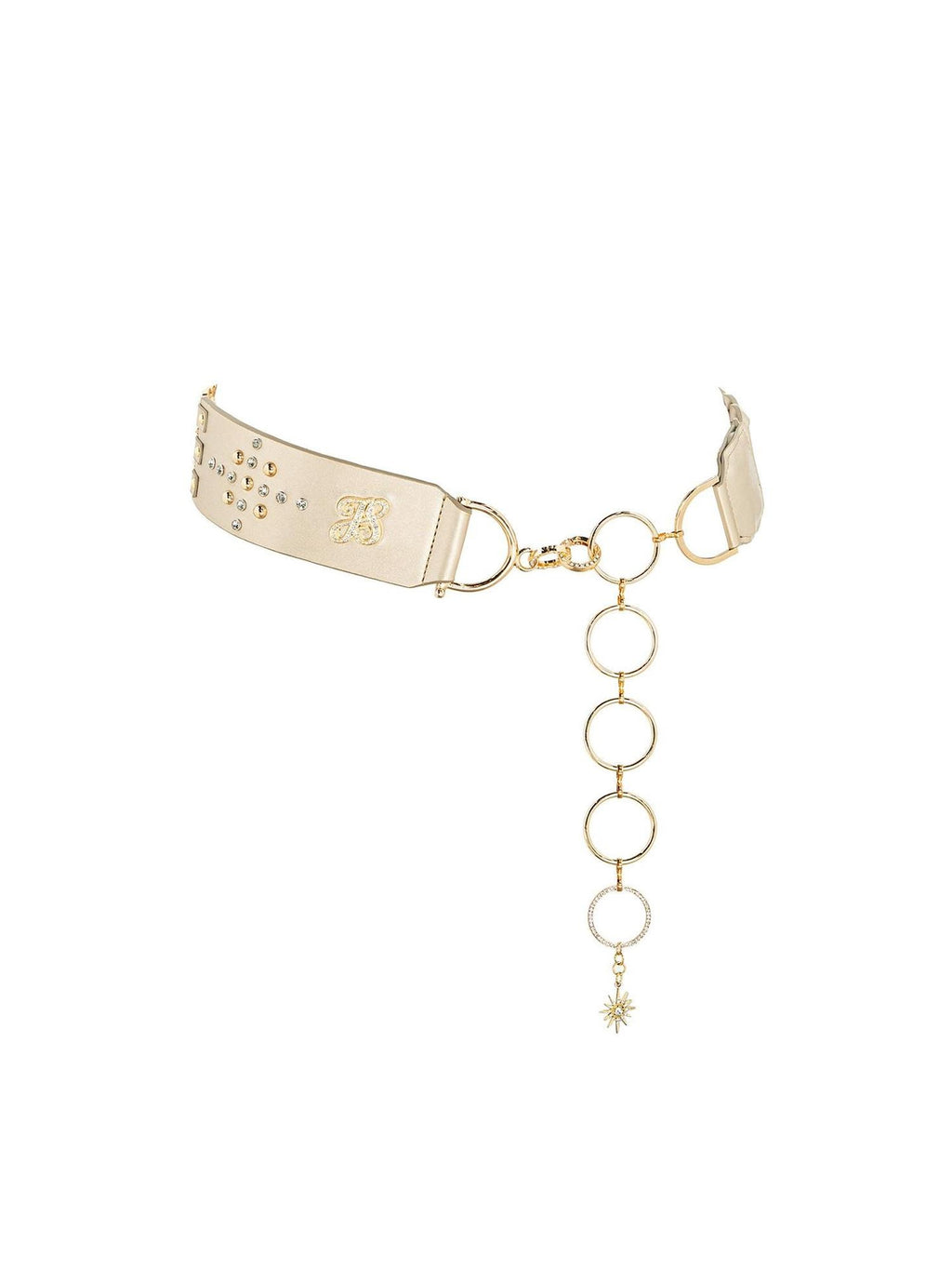 JYOSEI Rhinestone Braided Y2K Double Ring Adjustable Champagne Gold Belts