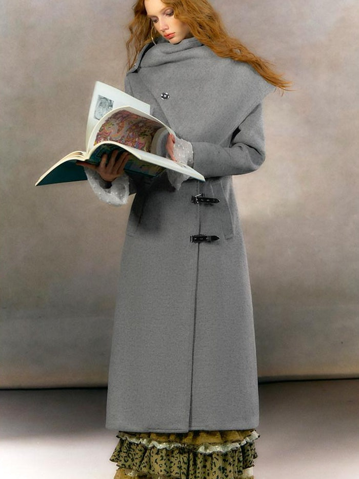 OfAkiva Thick Warm Vintage Slim Fit Midlength Lapel Single Breasted Women Long Coats
