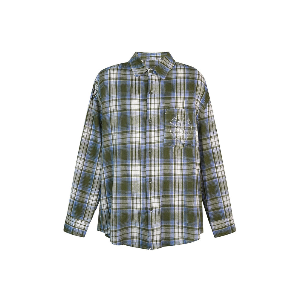 ZERO_Breathable_Loose_Mid_Length_Green_Plaid_Unisex_Cotton_Shirts_MISSTT