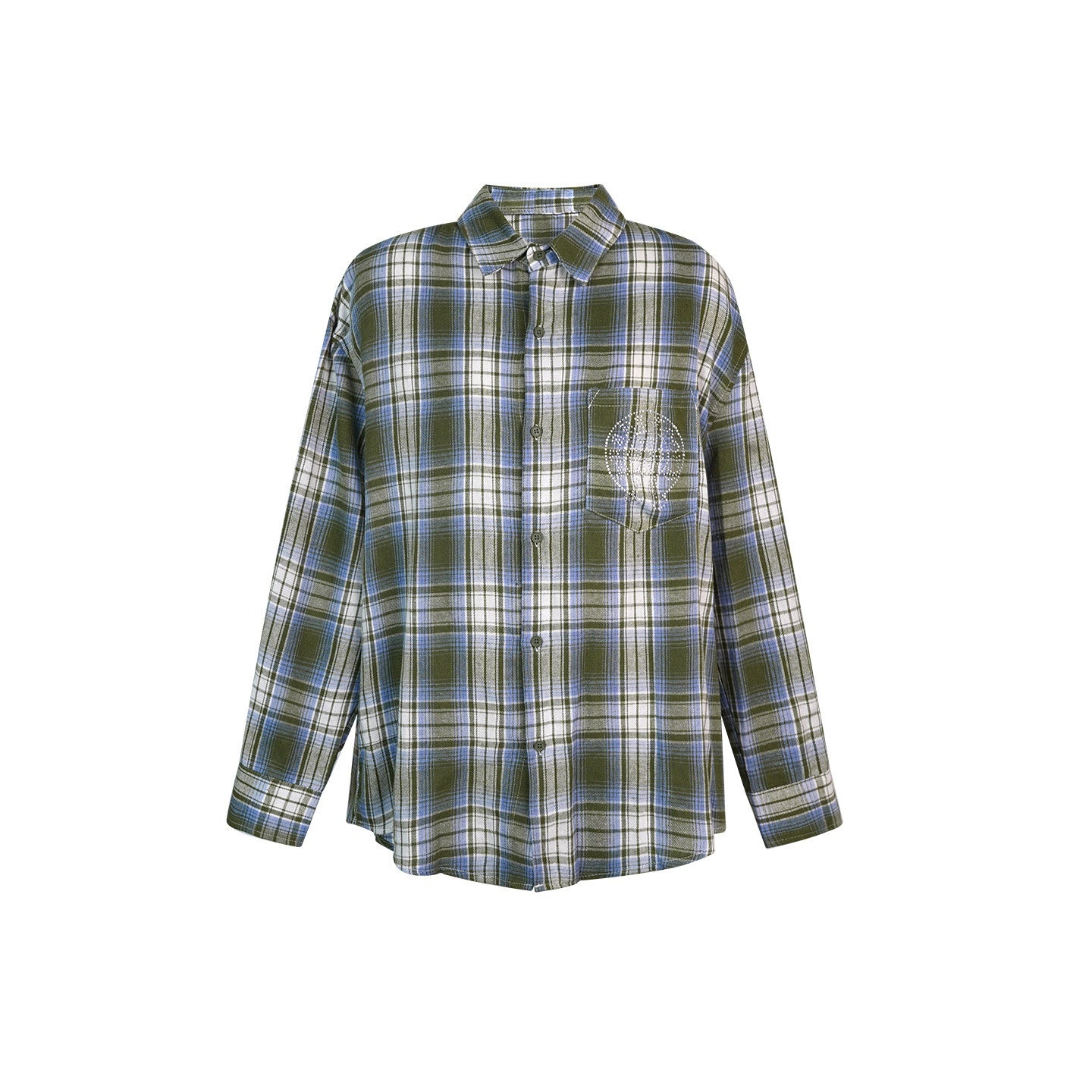 ZERO_Breathable_Loose_Mid_Length_Green_Plaid_Unisex_Cotton_Shirts_MISSTT