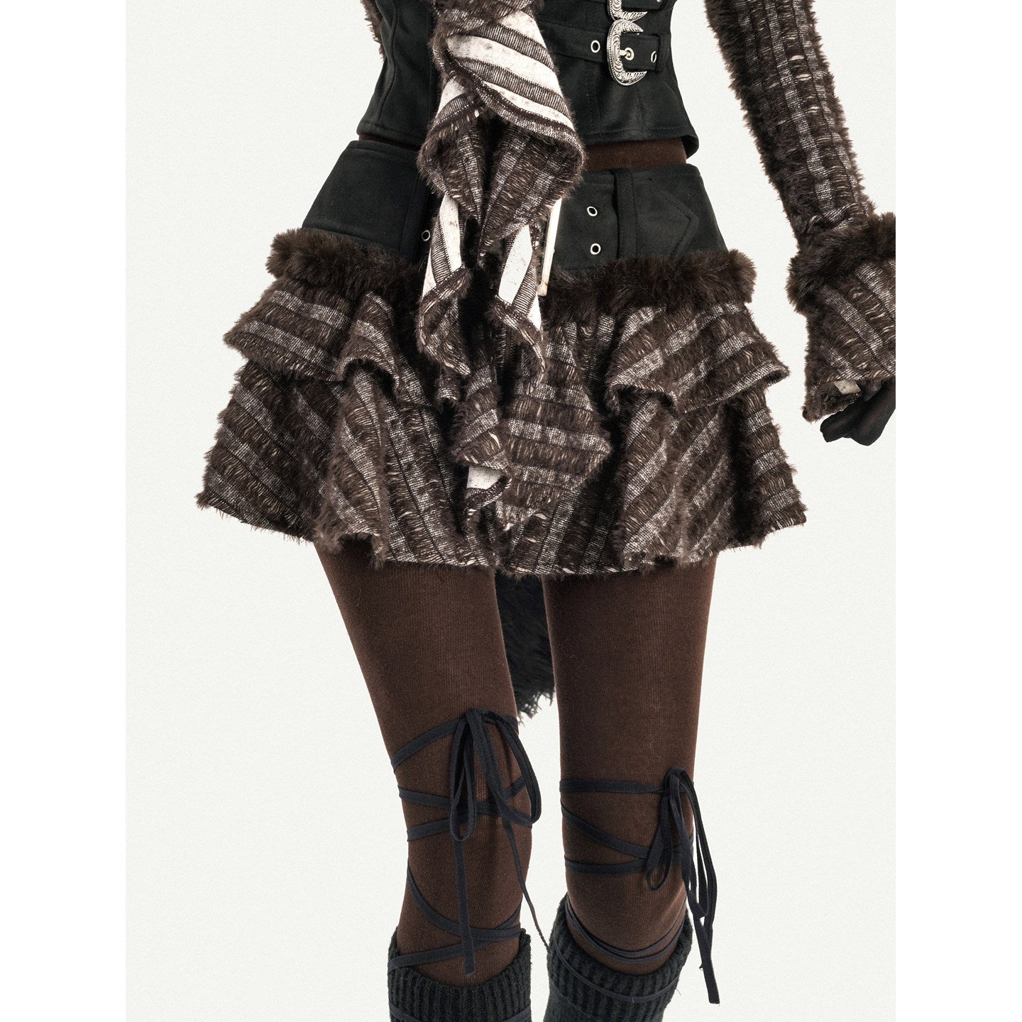 Nico_Molly_Vintage_Tiered_Patchwork_Mid_Waist_Front_Zipper_Casual_School_Daily_Mini_Skirts_MISSTT