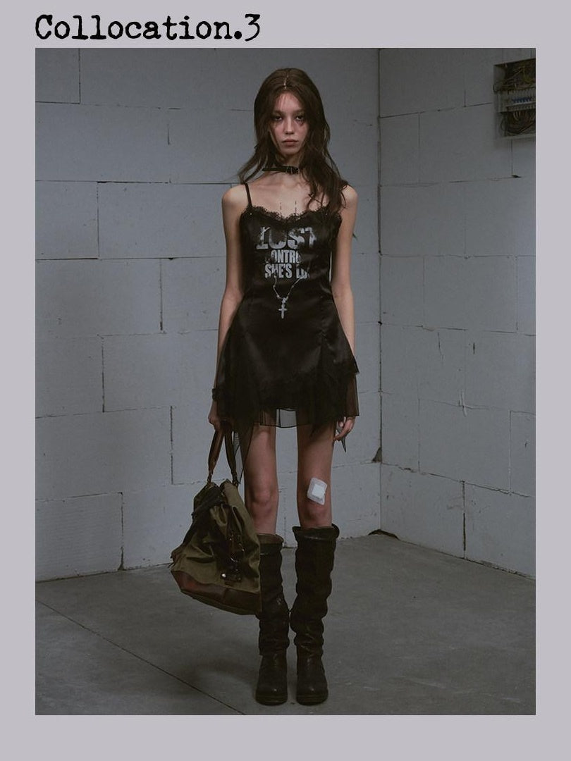 Cest Nous Cinched Waist Street Style Sleeveless A Line Spaghetti Strap Casual Minidresses