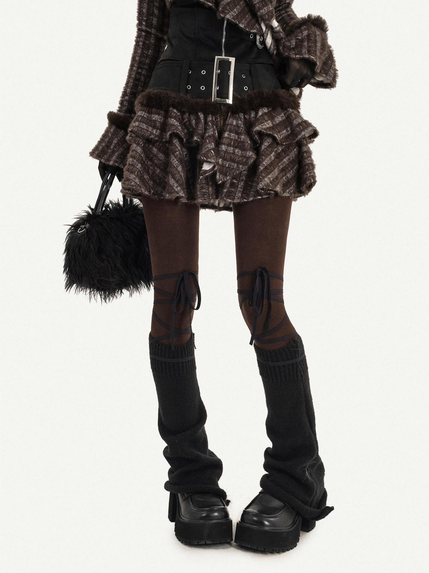 Nico Molly Vintage Tiered Patchwork Mid Waist Front Zipper Casual School Daily Mini Skirts
