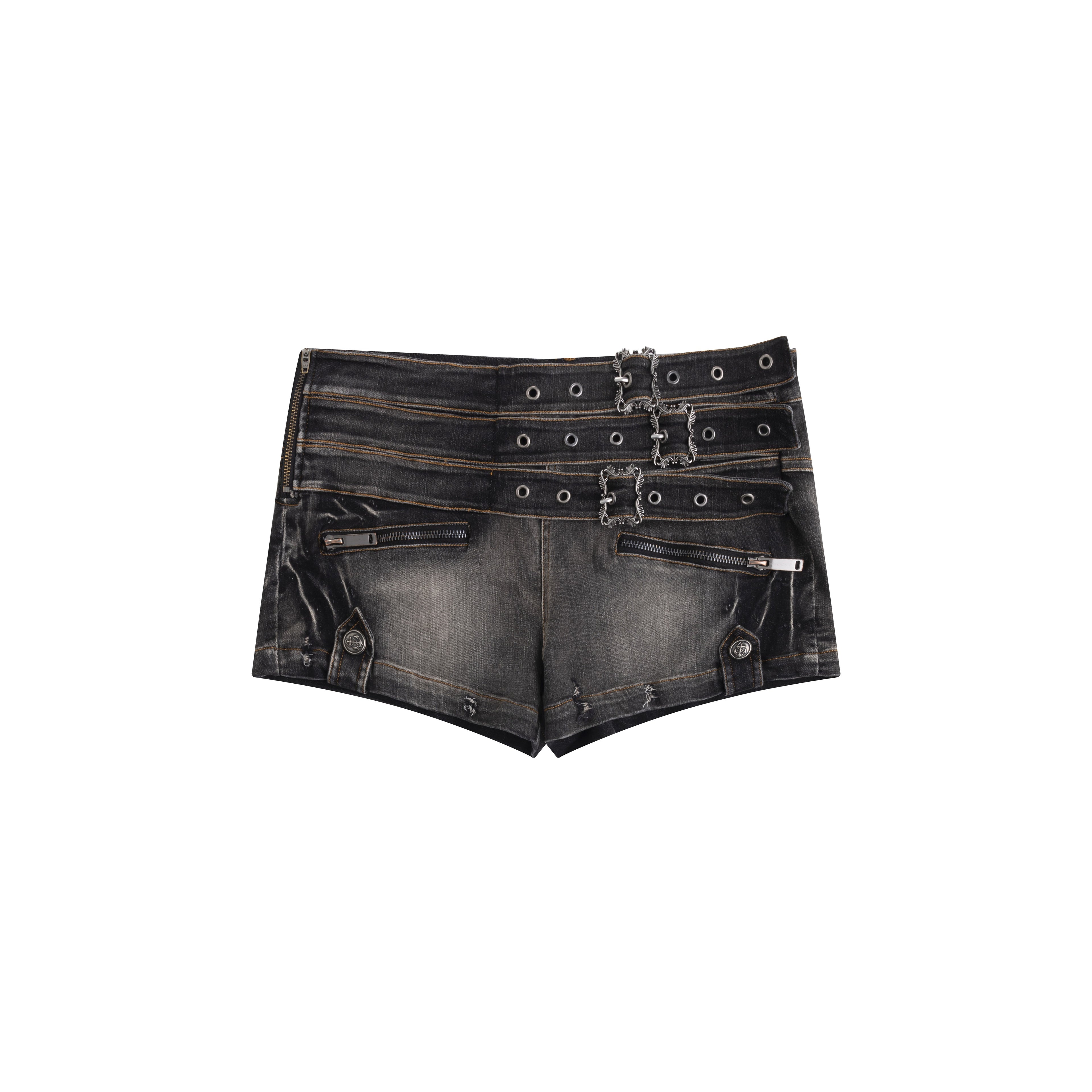 Cest_Nous_Distressed_Low_Rise_Zip_Slim_Fit_Washed_Black_Women_Stretch_Denimshorts_MISSTT