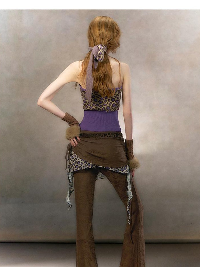 OfAkiva Cozy Cashmere Three Piece Vintage Cardigan Cami High Waist Top & Pants Sets
