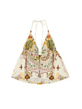 OfAkiva_Floral_Print_Slim_V-neck_Tie_Front_Short_Women_Green_Beige_Halter_Crop_Tops_MISSTT
