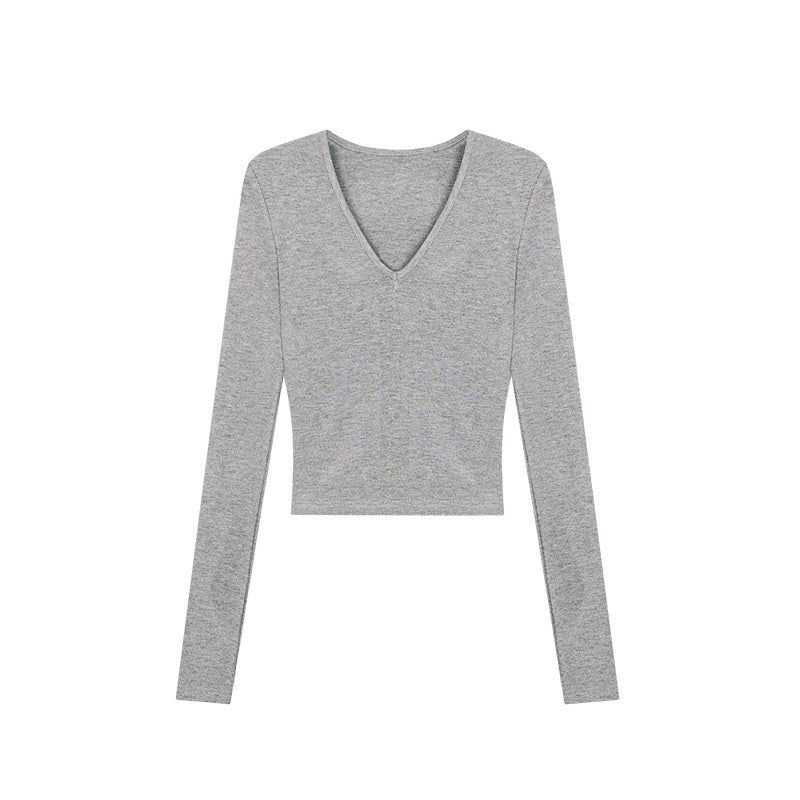 ZERO_Soft_Viscose_Knit_Slim_Fit_Casual_Cropped_Women_Long_Sleeve_T-Shirts_MISSTT