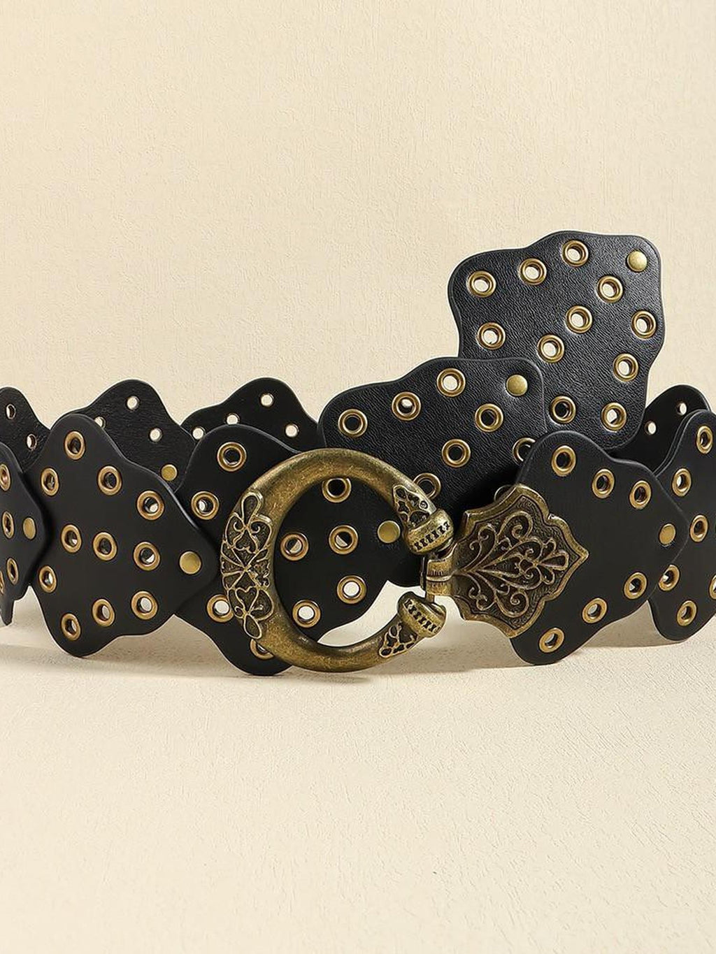 REDDACHIC Vintage Ethnic Patchwork Cutout Studded Wide Women'S Soft Pu Belts