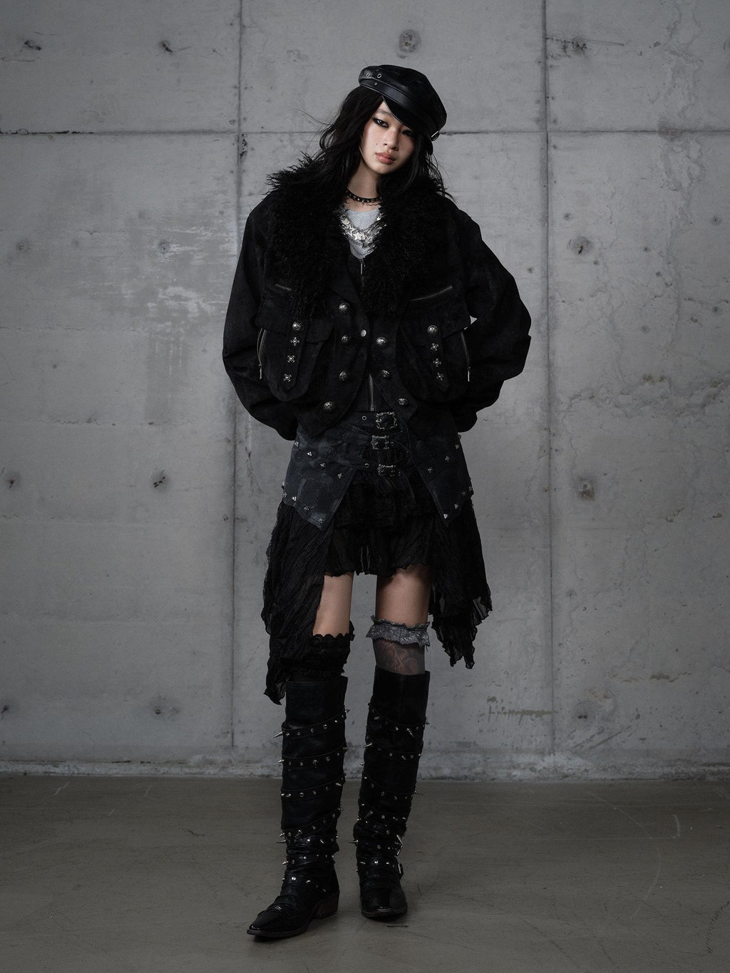 NO ROMANCE Dark Punk Court Knight Heavywork Functional Layered Women'S Suede Utility Jackets