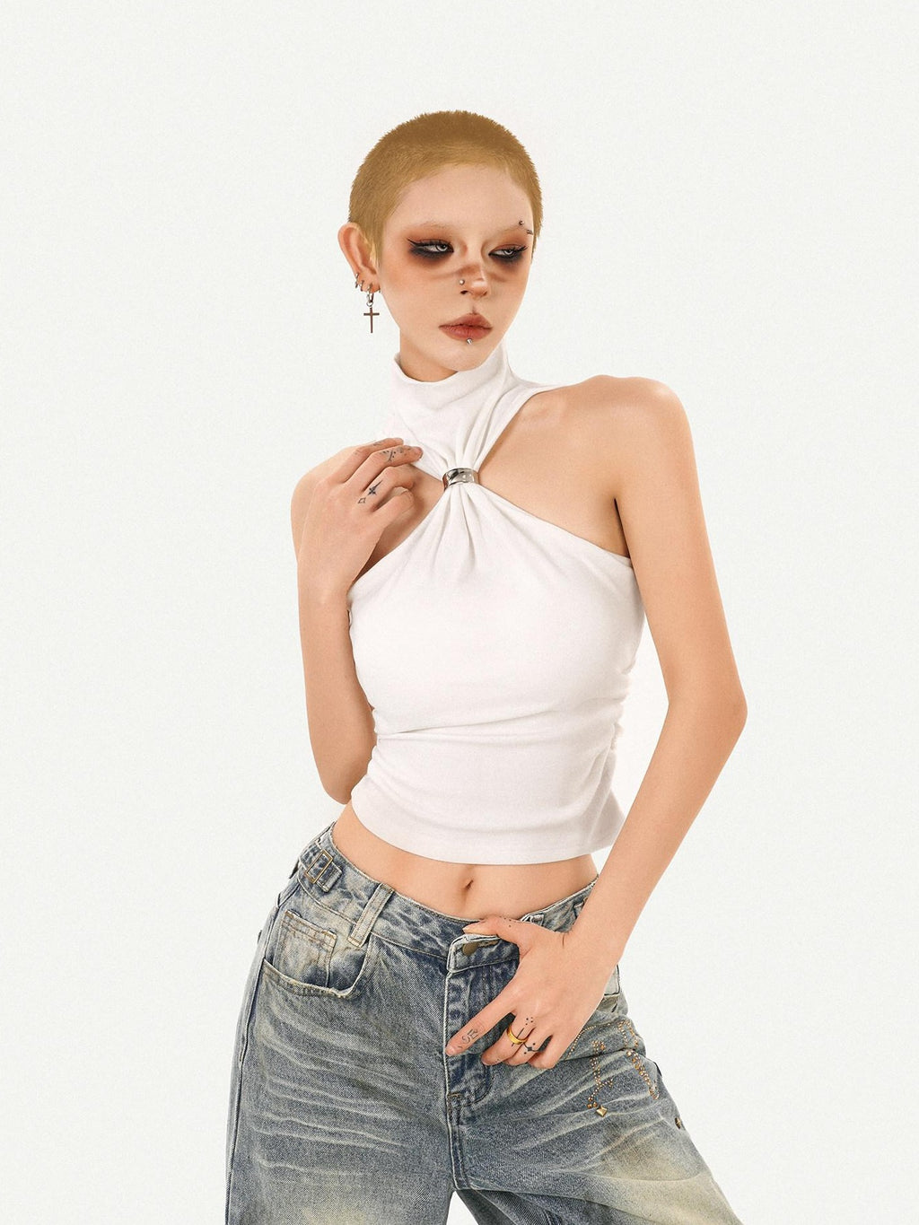 Nico Molly Padded Halter Slim Fit Street Style Casual Outerwear Women Solid Camisoles