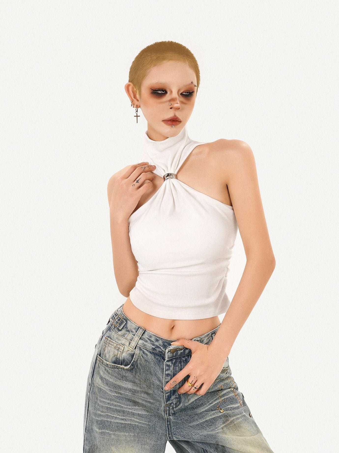 Nico Molly Padded Halter Slim Fit Street Style Casual Outerwear Women Solid Camisoles