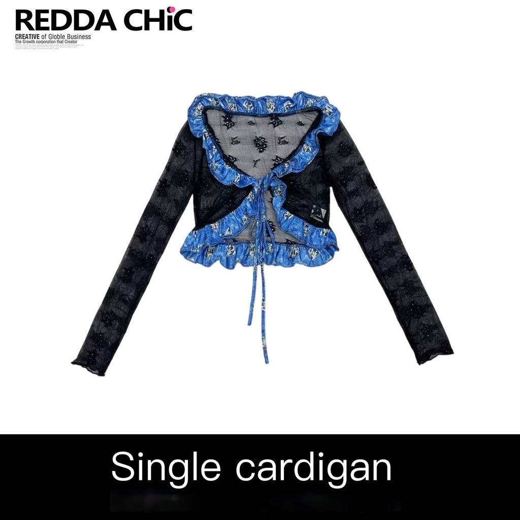 REDDACHIC_Gothic_Colorblock_Lace_Ruffle_Tie_Short_Women'S_Recycled_Polyester_Cardigans_MISSTT
