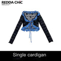 REDDACHIC_Gothic_Colorblock_Lace_Ruffle_Tie_Short_Women'S_Recycled_Polyester_Cardigans_MISSTT