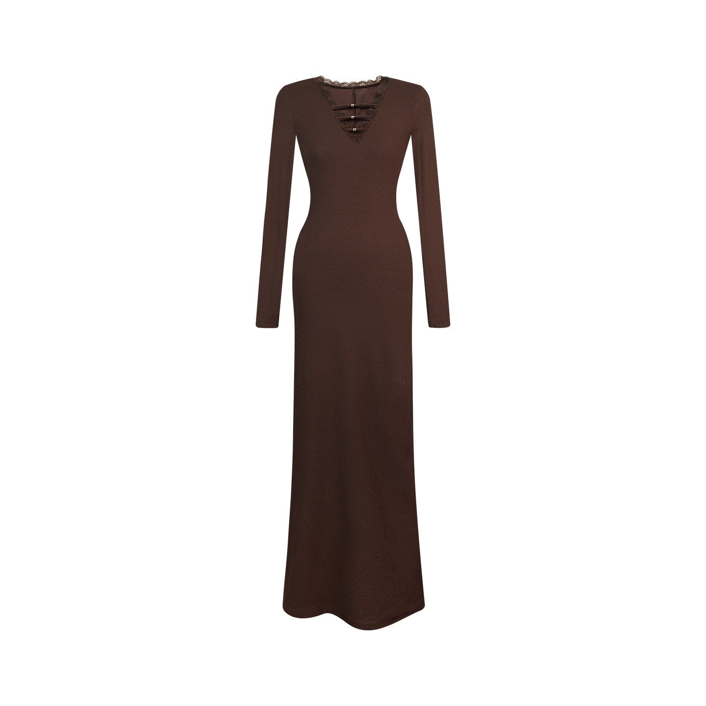 ZERO_Slim_V-neck_Long_Sleeve_Patchwork_Knit_Mermaid_Street_Casual_Women_Maxi_Dresses_MISSTT