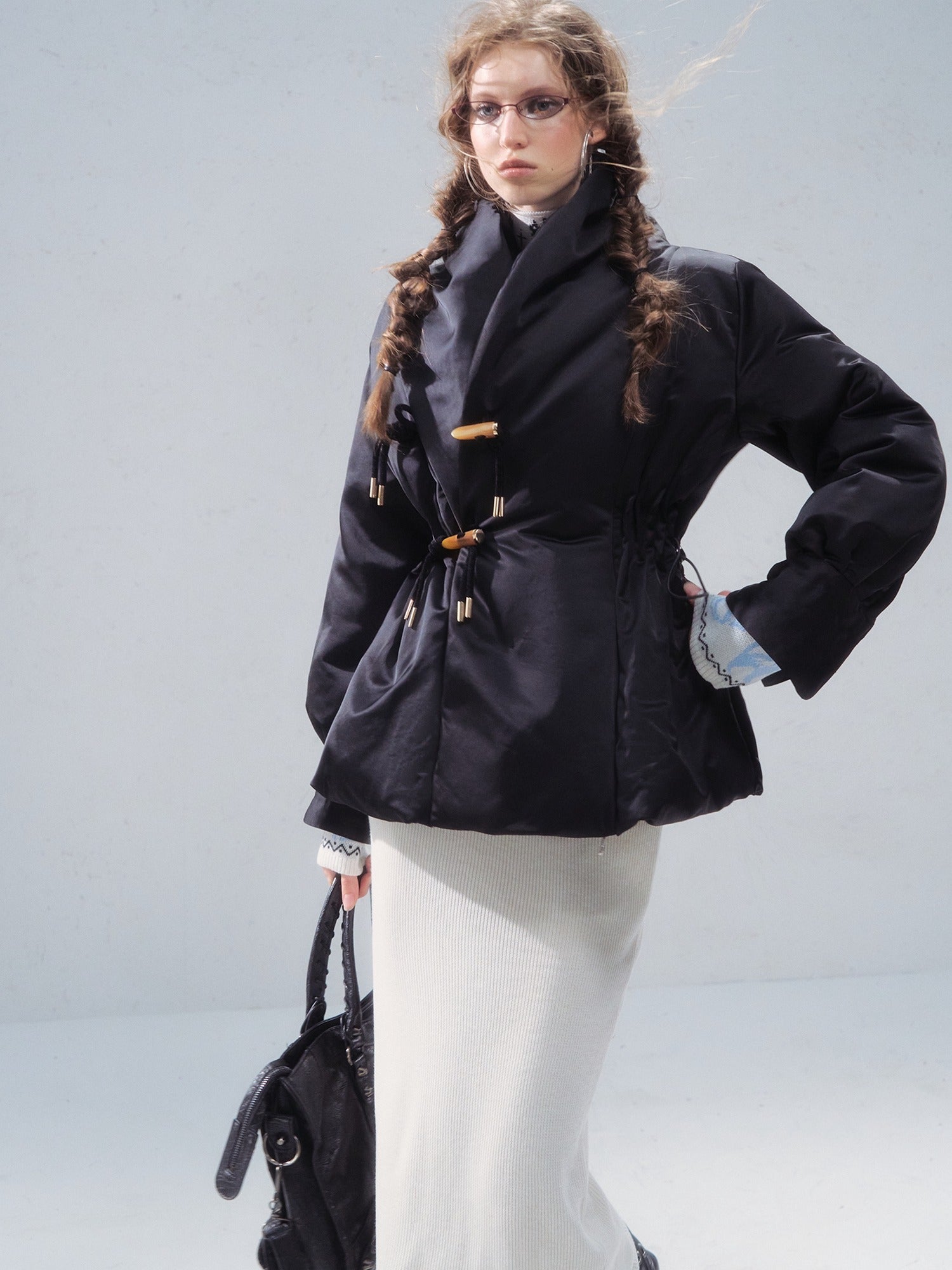 OfAkiva 90 Percent White Duck Down Slim High Waist Cropped Women Warm Down Jackets